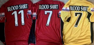 X3 Ultra Rare Joblot Tamworth Football Club Match Worn Player Issue Blood Shirt