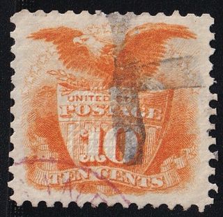 Us Stamp 116 – 1869 10c Shield And Eagle,  Yellow Reperf,  Rare Japan Chop Cancel