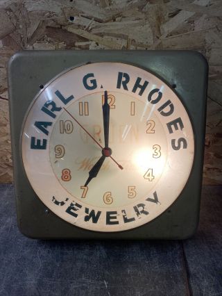Vintage Gruen Watch Time Wall Clock Bubble Glass Front Early Rare 15.  5” Lighted