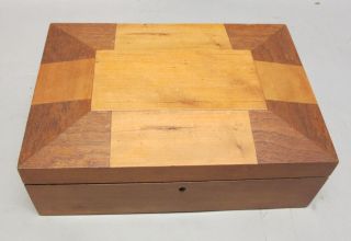 Rare Antique 19th C.  American Shaker Sewing Box C.  1880 Inlaid W/ Inner Tray