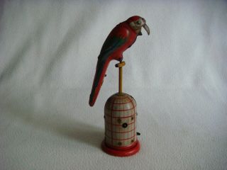 Wind Up Tin Toy - A Parrot And A Cat.  Ms Brandenburg,  Germany.  Rare