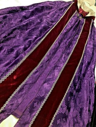 Gorgeous Rare Vintage Catholic Priests Bishops Purple Brocade Red & Gold Cope