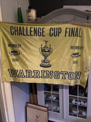 Rare Warrington Challenge Cup Final Flag 1990.  Wembley Rugby League