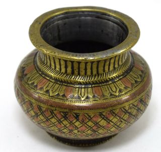 Rare Antique Holy Water Pot Indian Brass Hindu Worshiped Home Decor.  G56 - 24 US 3
