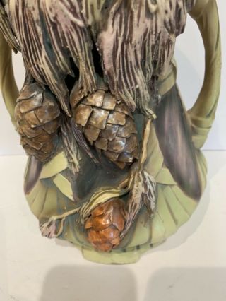 Antique Robert Hanke Royal Wettina rare 3D 12” porcelain pine cone vase Austria 3
