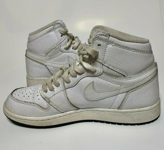 Rare Nike Air Jordan 1 Retro High Og Bg Perforated Sneakers 575441 - 100 Size 7y
