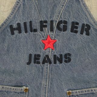 Rare Vintage Tommy Hilfiger Jeans Star Spell Out Overalls 90s 2000s Womens Sz S