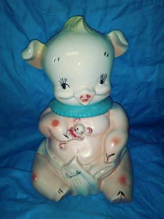Antique Vintage Regal China Baby Pig In Diaper W/pin Cookie Jar 404 Rare