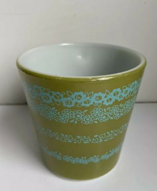 Vintage Rare HTF Corning Pyrex Avocado Green Turquoise Flowers 1410 D Handle Mug 3