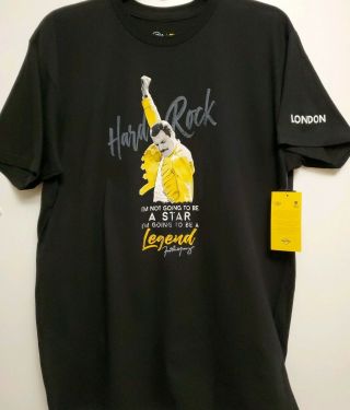 Rare Hard Rock Cafe London Black Freddie Mercury Legend Queen Large T - Shirt
