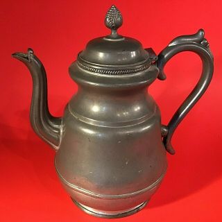 E B Manning Civil War Era Coffee Pot Rare Design 9 " Patent June 5th 1862 Antique