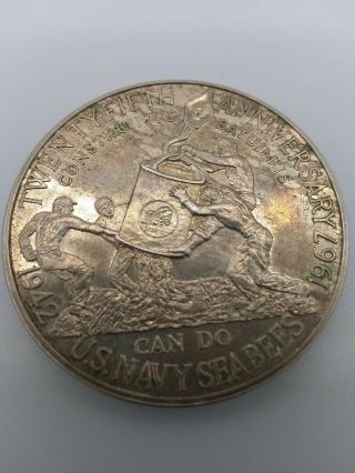 Ultra Rare 1967 Us Navy Seabees 25th Ann Silver Medal - Only 3,  500 Minted
