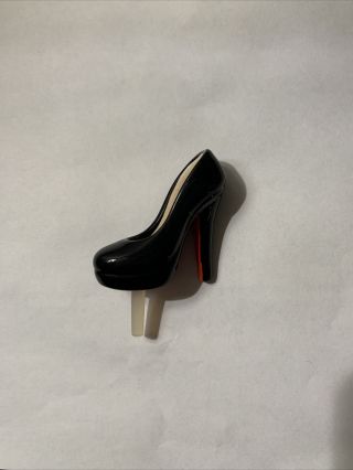 Nora Fleming Mini - Black High Heel Shoe With Red Bottom - Rare & Retired