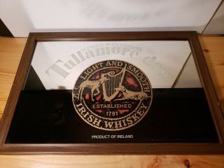 Rare Vintage Tullamore Dew Irish Whiskey Sign/mirror Framed Bar Man Cave 26 " X18 "