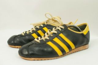 Rare Vintage 70s Adidas Perfekt Shoes Black/yellow Made In Austria