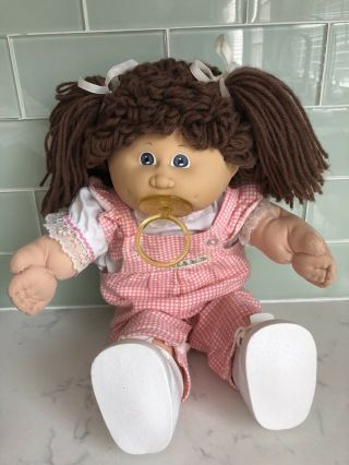 Cabbage Patch Kid Poodle Girl Rare Gray Violet Eyes With Pacifier