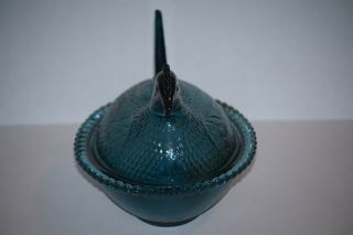 Rare Indiana Glass Smokey Confederate Blue Hen On Nest HON 2