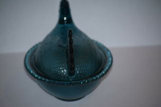Rare Indiana Glass Smokey Confederate Blue Hen On Nest HON 4