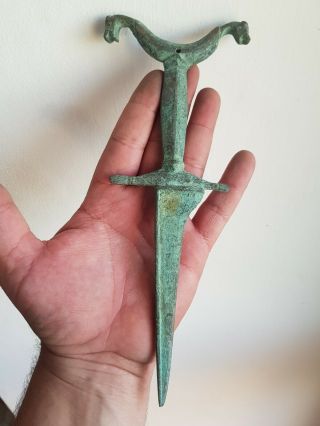 Rare 1200 B.  C.  Ancient Luristan,  Dagger,  Sword.  Zoomorphic Terminal.  215 Gr.  245mm