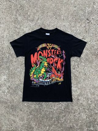 Van Halen Monsters Of Rock Rare Tour 1988 Vintage Black Shirt Medium Vtg
