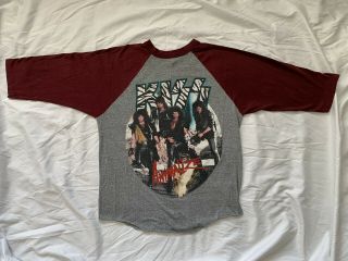Vintage Kiss Animalize Tour 1984 - 1985 3/4 Sleeve T - Shirt Rare Xl