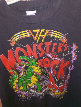 Rare Vintage Van Halen Monsters Of Rock Rare Tour 1988 Vintage Black Shirt Xl