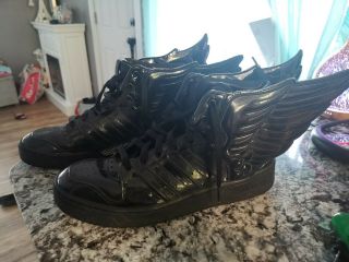 Adidas Jeremy Scott Patent Black Leather,  Q23668,  Size 11.  5,  Very Rare