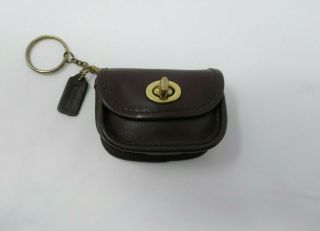 Coach Vintage Brown Mini City Leather Turnlock Doll Handbag Coin Purse Key Rare