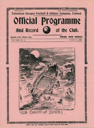 Rare Pre - Ww2 War Football Programme Tottenham Hotspur V Manchester City 1939