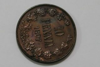 Finland Under Russia 10 Pennia 1897 Rare B34 K1152