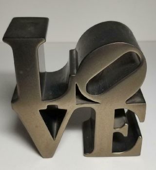 Vintage Robert Indiana " Love " Paperweight Sculpture Rare Bronze