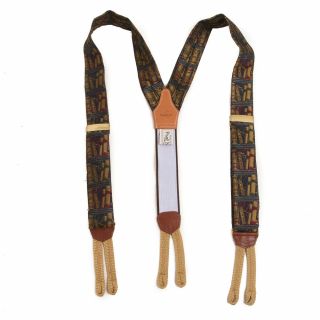 Rare Vintage Paul Start Made In England Silk Scholar Library Suspenders Braces