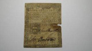 1772 One Shilling Pennsylvania Pa Colonial Currency Bank Note Bill Rare Issue 1s