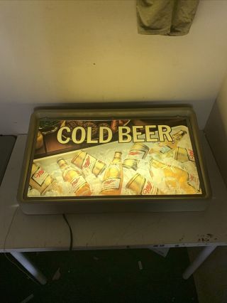 Large Miller High Life Cold Beer Lighted Bar Sign Vintage Rare 30 " X 18 "