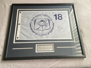 Phil Mickelson Autographed Signed Pga Bob Hope Classic Flag Framed Rare
