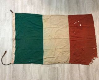 Rare 1940s Era Italy Flag Large 54”x34” Naval Ensign Italian Republic Stitched