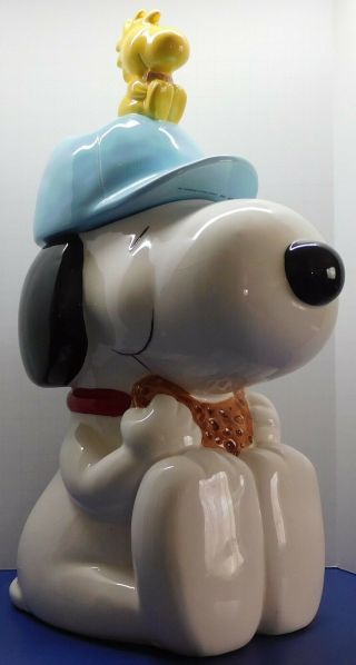 Vintage Peanuts Snoopy Woodstock Baseball Willetts Ceramic Cookie Jar 1972 Rare