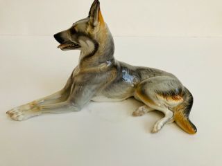 Rare Nymphenburg Porcelain German Shepherd Dog Figure Figurine Porzellan