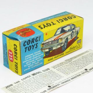 Corgi Toys - 325 Ford Mustang Fastback 2,  2 - Empty Box - Die Cast Rare