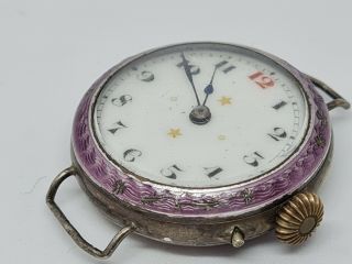 Rare Silver & Enamel Ww1 Trench Watch Fully 1915 London Two Gold Stars