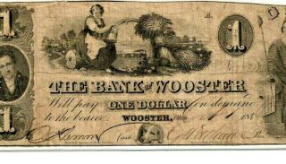 $1 " Bank Of Wooster " (ohio) 1800 