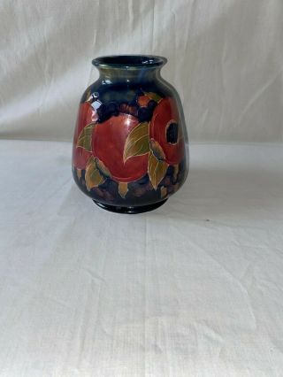 Large Magnificent 6” Moorcroft Vase Pomegranate Pattern Unusual Rare Shape