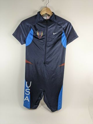 Rare Nike Usa Track And Field Team Issue Singlet Sprint Suit Blue Red Usa