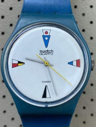 1984 Swatch Watch Vintage 4 Flags Rare Hard To Find
