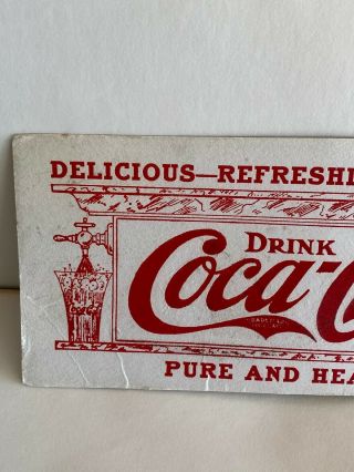 L12) Early Coca Cola Ink Blotter Soda Fountain Card Sign RARE 2