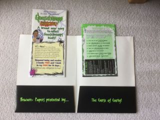 Goosebumps Official Fan Club Pack Here Lies Curly 1990s RARE,  8 trading cards 3