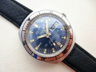 RARE SWISS CRONEL DAY/DATE DIVER VINTAGE WRISTWATCH FROM 1970 ' S 3