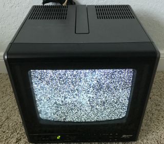 Vintage Rare Zenith 9” Screen Color Tv Black Portable Cable Rv Crt Tube