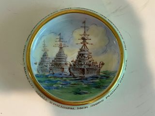1941 Paragon Porcelain Patriotic Dish W English War Ships Hrh Queen Mary Rare