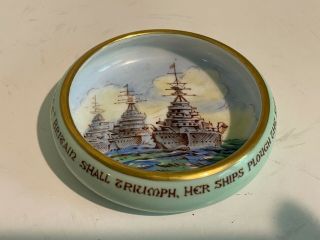 1941 Paragon Porcelain Patriotic Dish w English War Ships HRH Queen Mary Rare 2